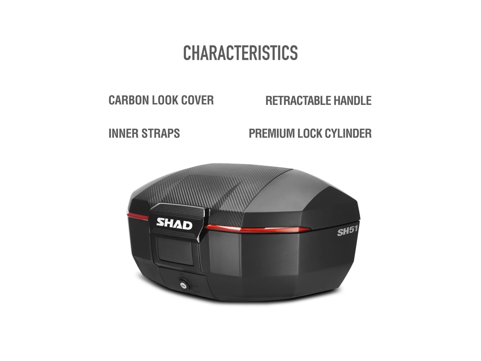 SHAD SH51 Top Box Carbon - 51 Litre Motorcycle Top Case