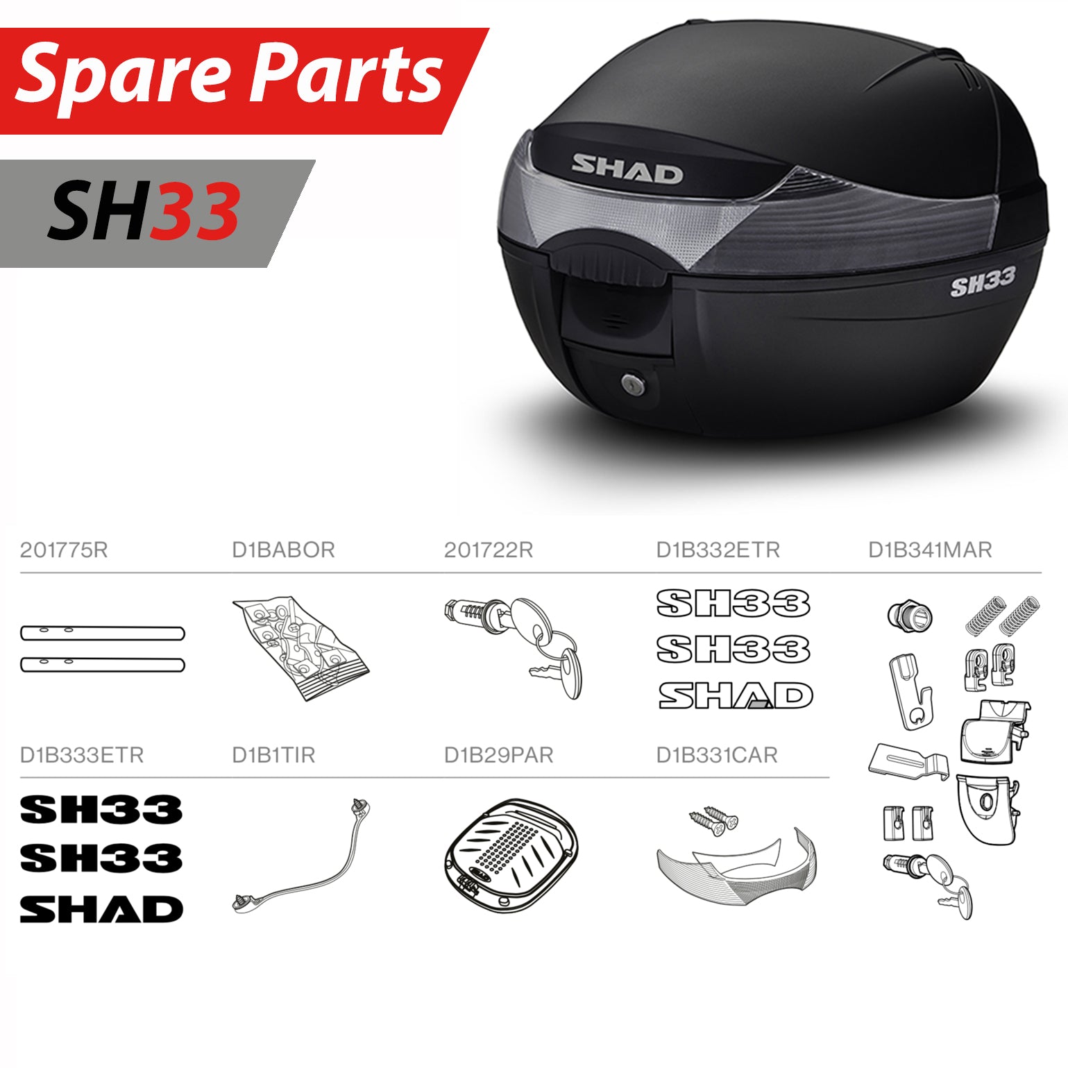 SHAD SH33 Top Box Spare Parts