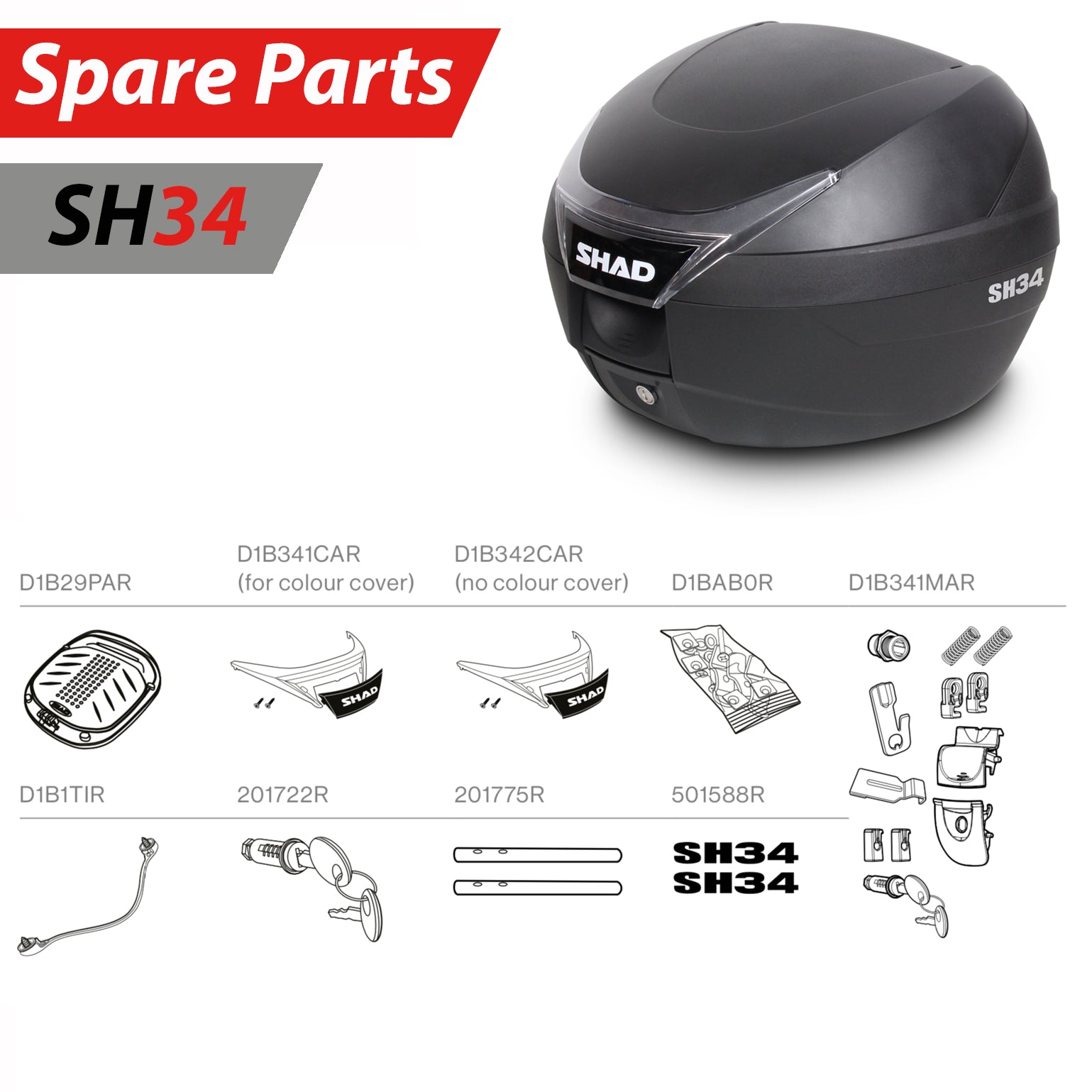 SHAD SH34 Top Box Spare Parts