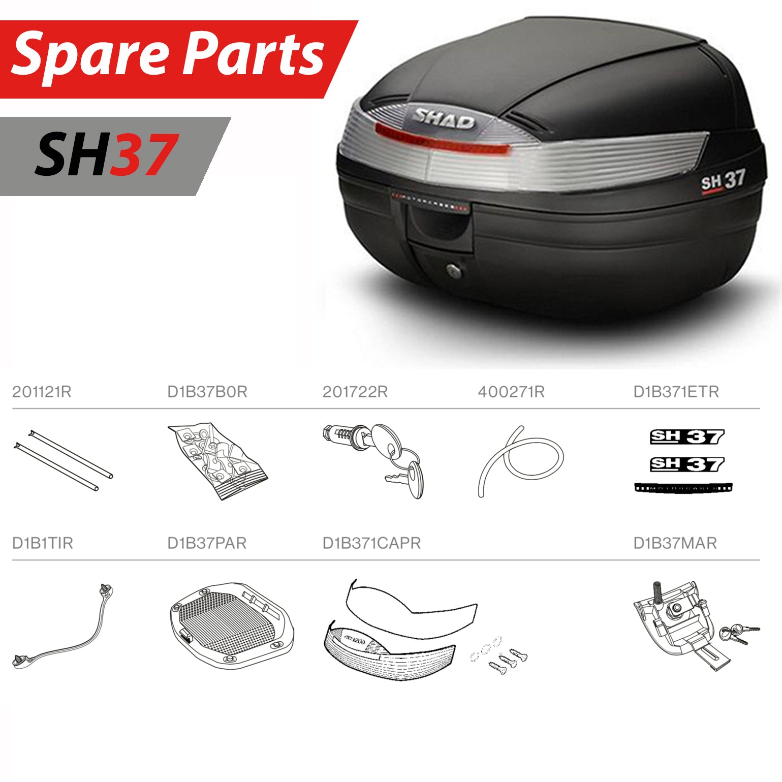 SHAD SH37 Top Box Spare Parts