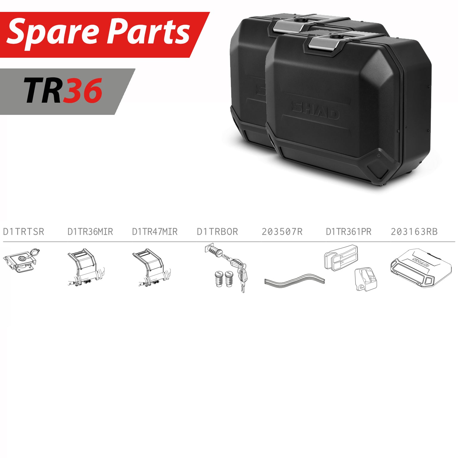 SHAD TR36 Black Pannier Spare Parts