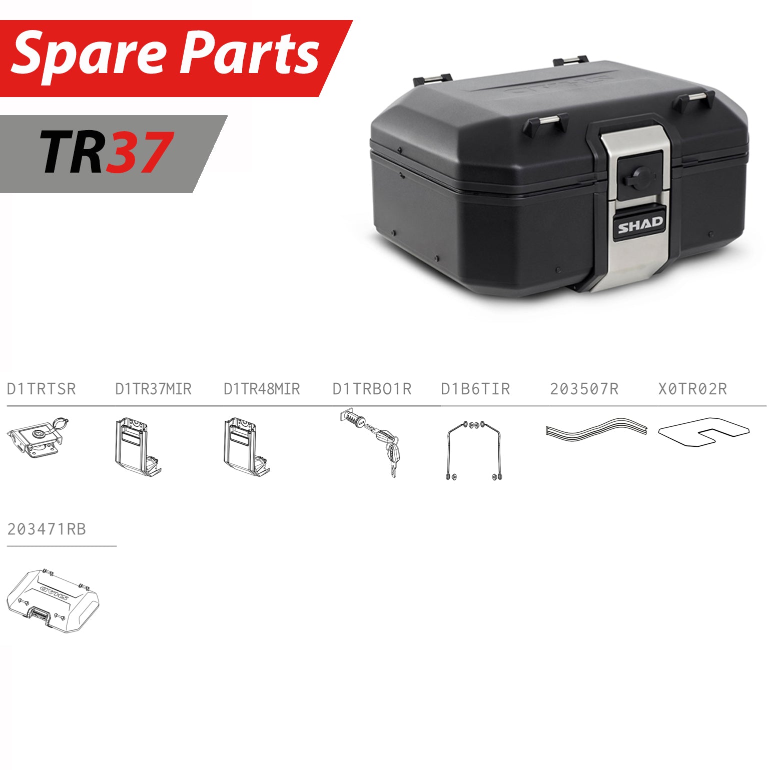 SHAD TR37 Black Top Box Spare Parts